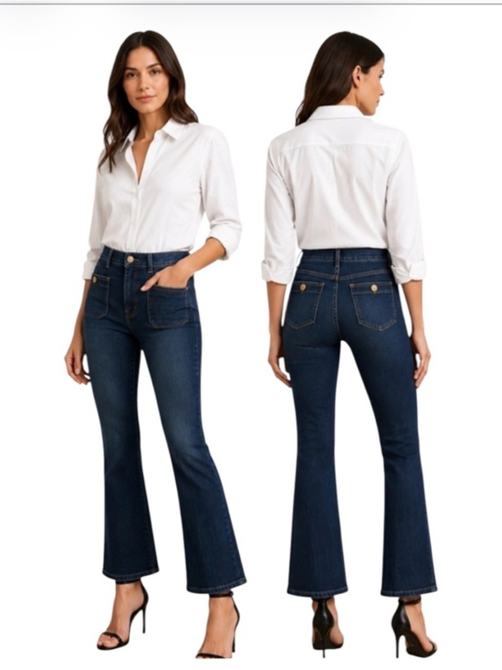 Veronica Beard Carson High Rise Ankle Flare Jeans 28 Made in USA